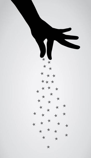 mão derramando estrelas ilustração vetorial - Vetor, Imagem
