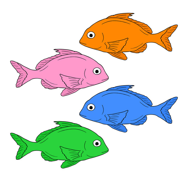 Illustration vectorielle poisson couleur - Vecteur, image