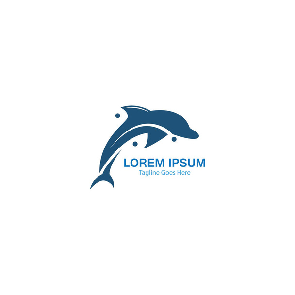 Delfiini älykäs kala hypätä logo meren malli suunnittelu - Vektori, kuva