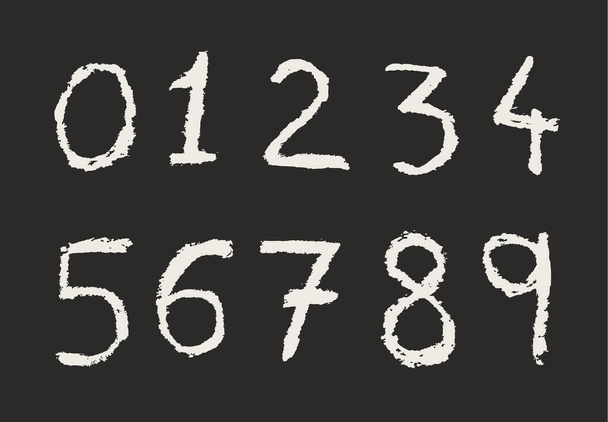 zestaw numerów wektorowych kredą na ciemnej tablicy - Wektor, obraz