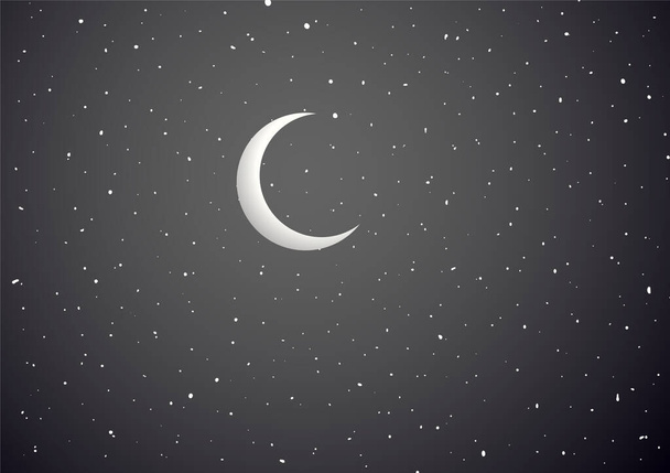夜空に輝く月と星 - ベクター画像