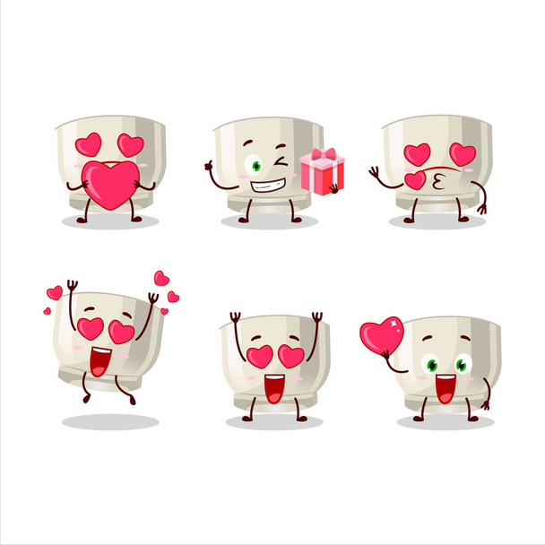 Glass of sake cartoon character with love cute emoticon. Vector illustration - ベクター画像