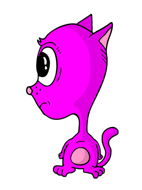 Pink cat vector illustration - Vetor, Imagem