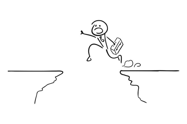 businessman jumping off a cliff - Vector, Image
