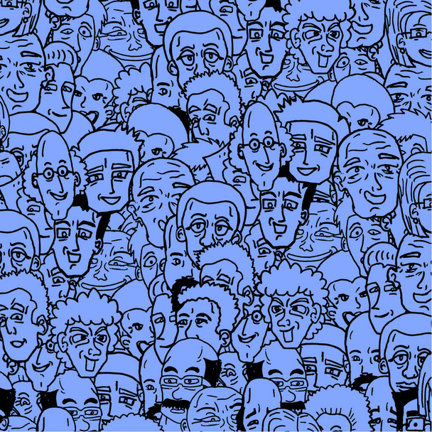 手描きの漫画の人々のシームレスなパターン。ベクトル - ベクター画像