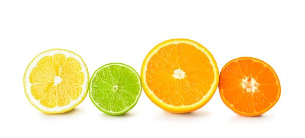 Healthy citrus fruits on white background - Photo, Image