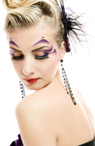 Beautiful young woman with artistic make-up - Φωτογραφία, εικόνα