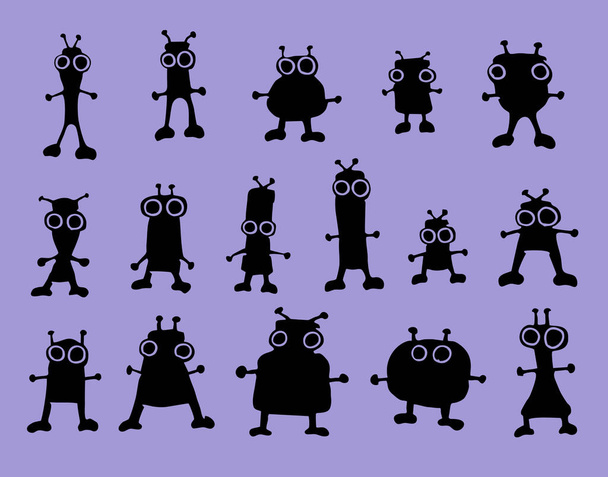 Conjunto de lindos monstruos de dibujos animados
  - Vector, imagen