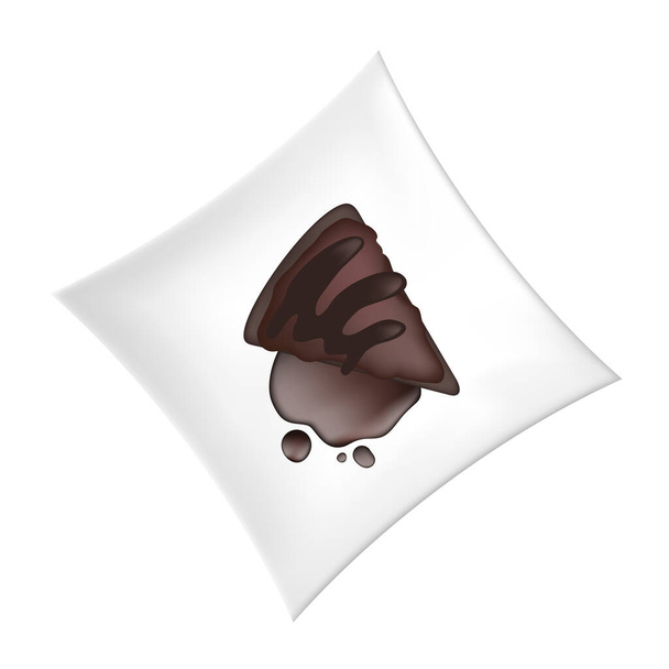 pieza de chocolate en plato de cerámica - Vector, imagen