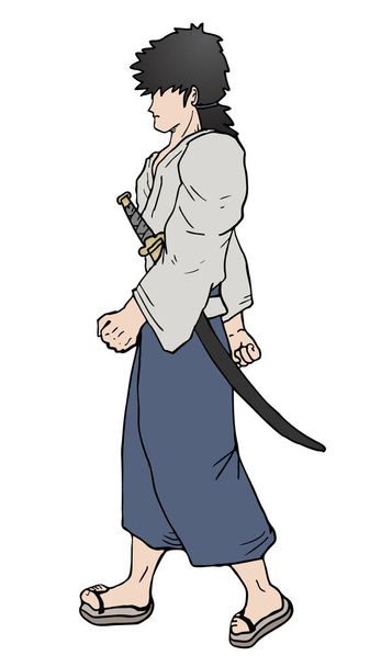 ilustração vetor samurai andando  - Vetor, Imagem