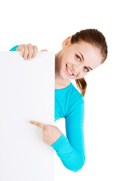 Happy woman with board - Фото, зображення