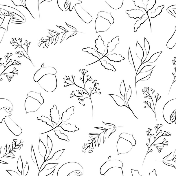 Elegant outline autumn doodle, vector illustration. - Vektör, Görsel