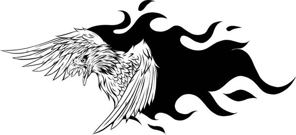 Vektor-Illustration des Adlers mit Flammendesign - Vektor, Bild