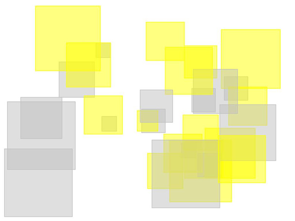 Abstract minimalist gray yellow illustration with squares and white background - Photo, Image
