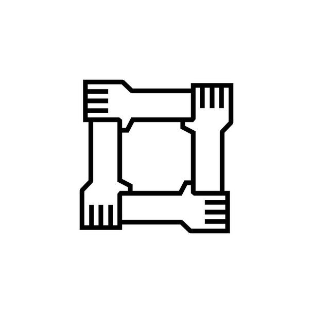 quattro mani che si tengono l'un l'altro logo vettoriale icona illustrazione - Vettoriali, immagini