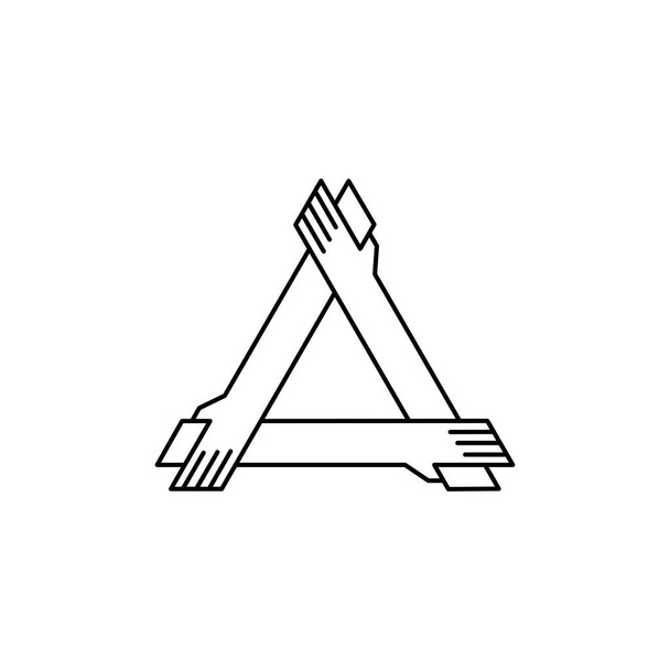 kolme käsi tilalla toisiaan logo vektori kuvake kuva - Vektori, kuva