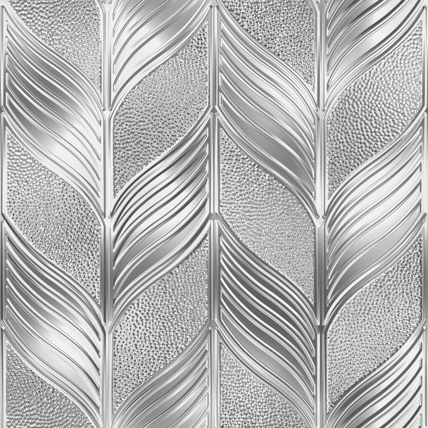 Glass seamless texture with leaves pattern for window, 3d illustration - Zdjęcie, obraz