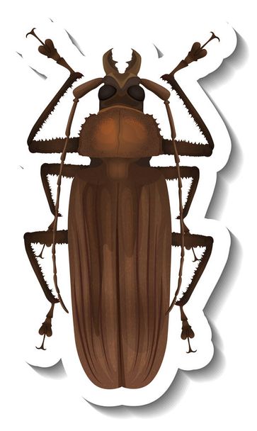 Um modelo de adesivo com vista superior de uma ilustração isolada de besouro de cachecol - Vetor, Imagem