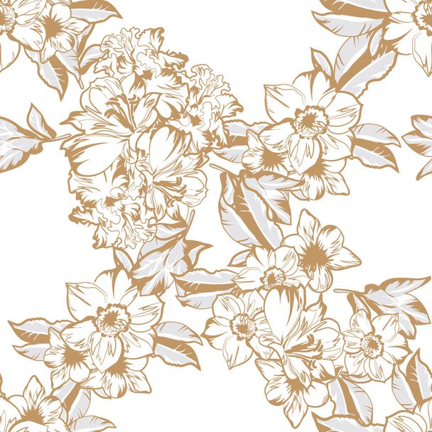 κομψότητα χωρίς ραφή μοτίβο με floral στοιχεία - Διάνυσμα, εικόνα