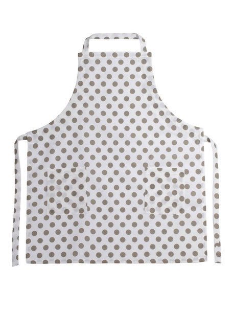 tablier de cuisine en tissu de coton en gros pois de couleur grise et blanche - Photo, image