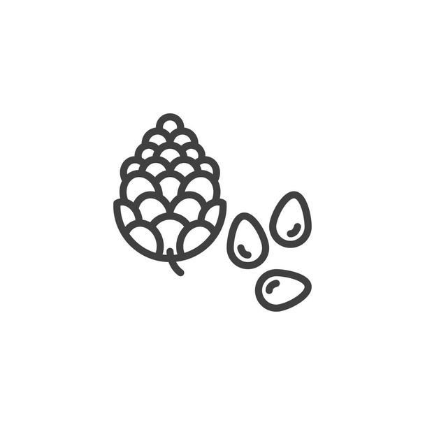 Pine nut seed line icon - Διάνυσμα, εικόνα