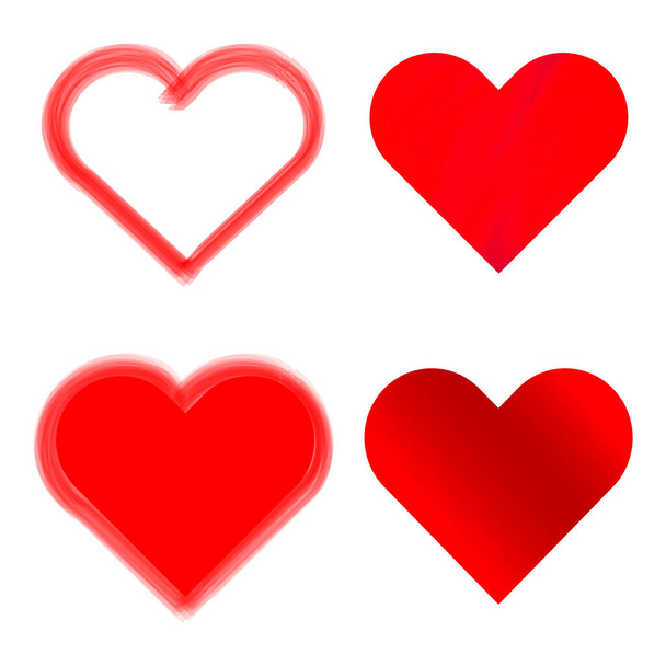 Un conjunto de corazones coloridos en diferentes estilos. Los corazones individuales se pueden utilizar para diseñar postales e invitaciones de boda. - Vector, Imagen