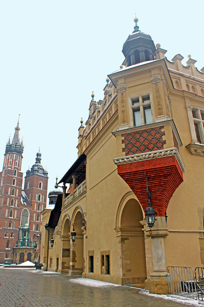 Sukiennice and St. Mary's Basilica - Cracow Old Town - Photo, Image