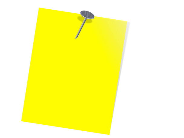 Yellow blank sticky note against white background, 3d illustration - Photo, Image