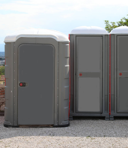 chemical toilets with wide access even for people with disabilities outdoors during an event - Photo, Image