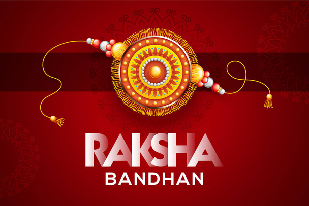 Χαιρετισμός φόντο με διακοσμημένα rakhi και δώρο για Raksha Bandhan (Bond of protection and care) ινδική γιορτή των αδελφών και των αδελφών. - Διάνυσμα, εικόνα