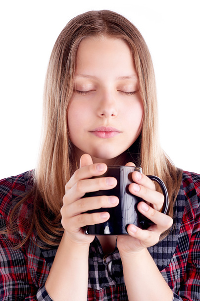 Teen girl with the cup - 写真・画像