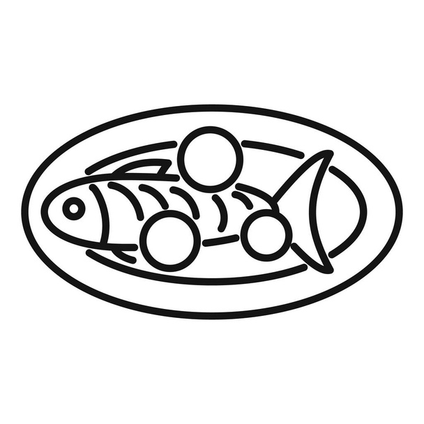 Greece food sea fish icon, outline style - Vetor, Imagem