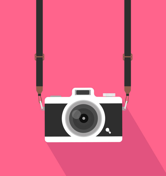 hanging vintage camera with  long shadow - Vector, Image