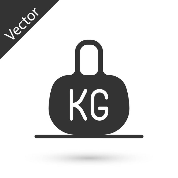 Icono de peso gris aislado sobre fondo blanco. Bloque de peso de kilogramo para levantamiento de pesas y báscula. Símbolo masivo. Vector - Vector, Imagen