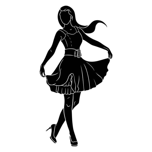 Abstraction of a girl in heels and in a dress. Silhouette. Fashion. Vector illustration for design and decoration. - Vector, Imagen