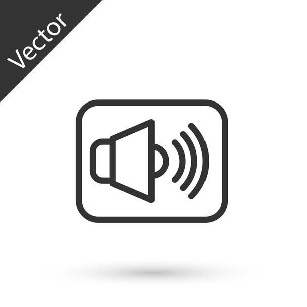 Ligne grise Volume du haut-parleur, symbole sonore vocal audio, icône de musique multimédia isolée sur fond blanc. Vecteur - Vecteur, image