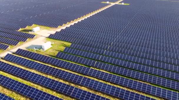 Aerial drone view flight over solar power station panels. - Footage, Video