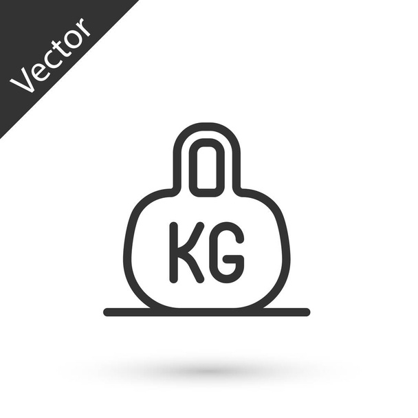 Grey line Weight icon isolated on white background. Kilogram weight block for weight lifting and scale. Mass symbol.  Vector - Vector, Image