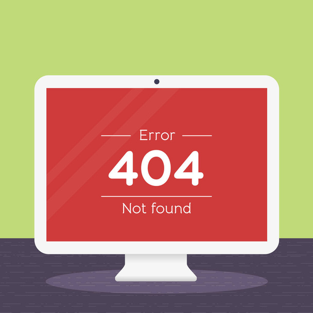 Masaüstü bilgisayarında 404 hata sayfası. Vektör illüstrasyonu, düz tasarım - Vektör, Görsel