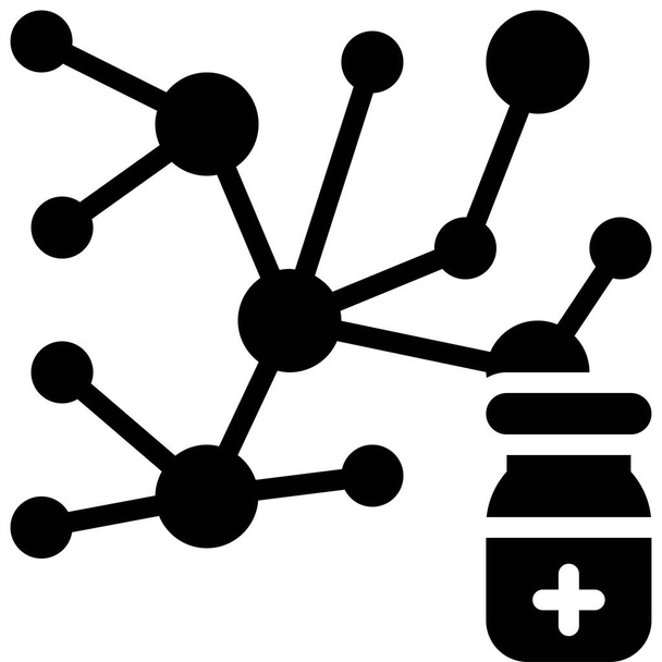 Ikona struktury molekularnej, Ilustracja wektora związanego z rozwojem szczepionki - Wektor, obraz