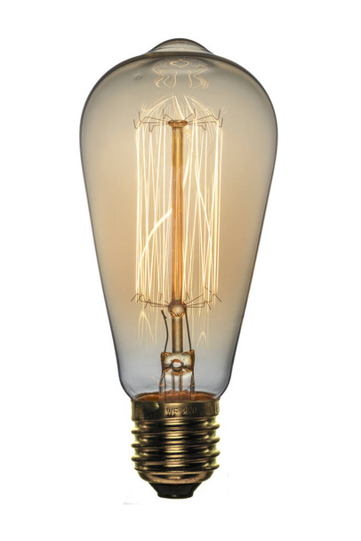 Retro gloeilamp, Edison stijl. Geïsoleerd object op een witte achtergrond.  - Foto, afbeelding
