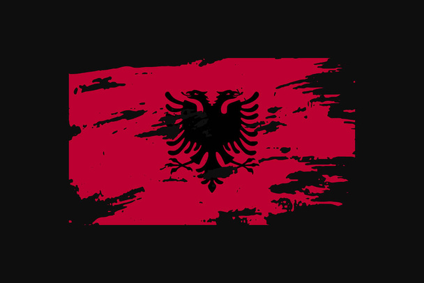 Flaga Grunge Style Albanii. Będzie on używany grafika t-shirt, druk, plakat i tło. - Wektor, obraz
