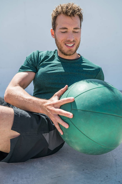 Gym workout with medicine ball exercise man - Photo, Image