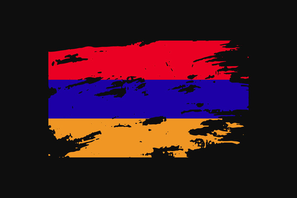 Grunge Style Flag of the Armenia (en inglés). Se utilizará gráficos de camiseta, impresión, póster y fondo. - Vector, imagen