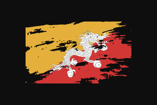 Grunge Style Flag of the Bhútán. Bude použita grafika, tisk, plakát a pozadí trička. - Vektor, obrázek