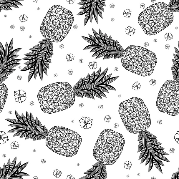 Seamless pattern with pineapples.  Vector illustration - Vector, Image
