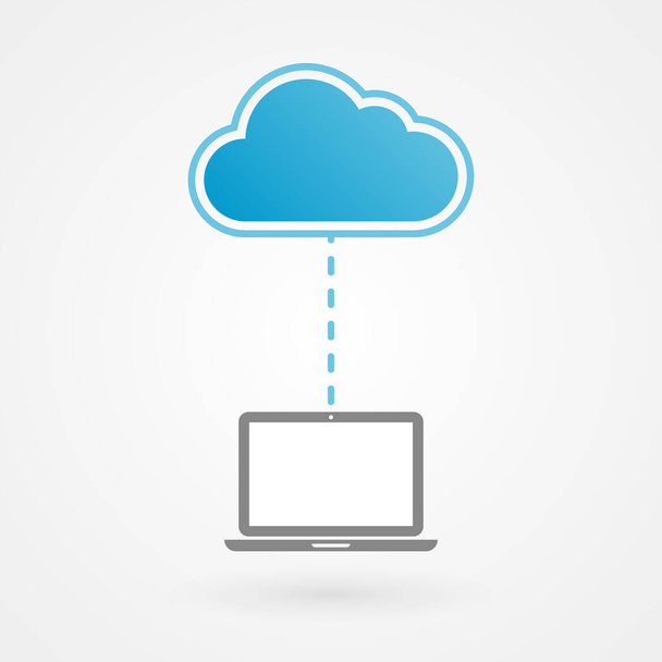 Cloud et icône de l'ordinateur portable de l'appareil. Illustration vectorielle, design plat - Vecteur, image
