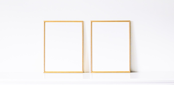 Golden frame on white furniture, luxury home decor and design for mockup, poster print and printable art, online shop showcase - Photo, Image
