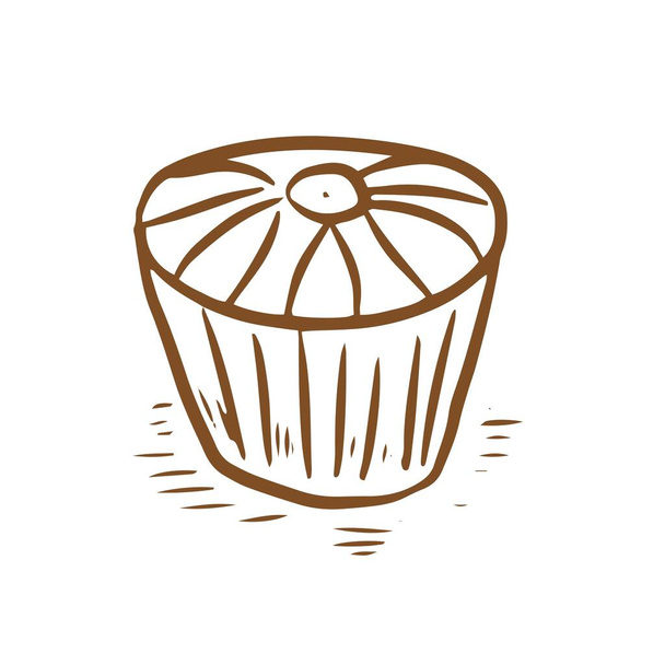 Pasticcini torte grafica vettoriale cupcakes incisione schizzo. disegno a mano dolce cibo menu cottura pasta dolci. stampa logo tessile backgroun - Vettoriali, immagini