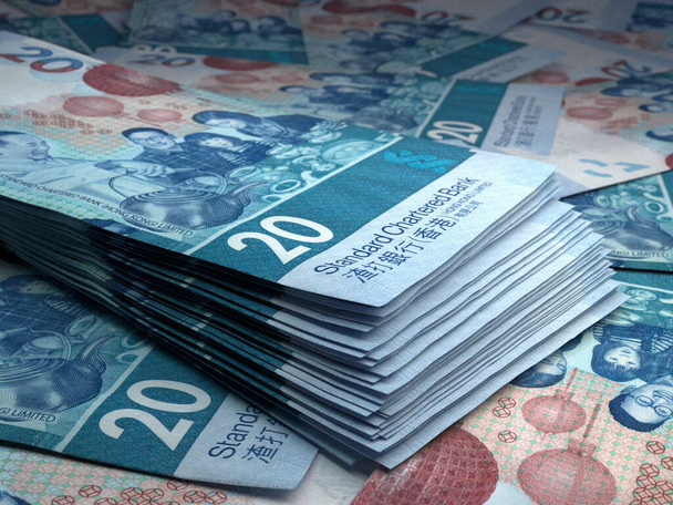 Money of Hong Kong. Hong Kong dollar bills. HKDSCB banknotes. 20 dollars. Business, finance, news background. - Photo, Image